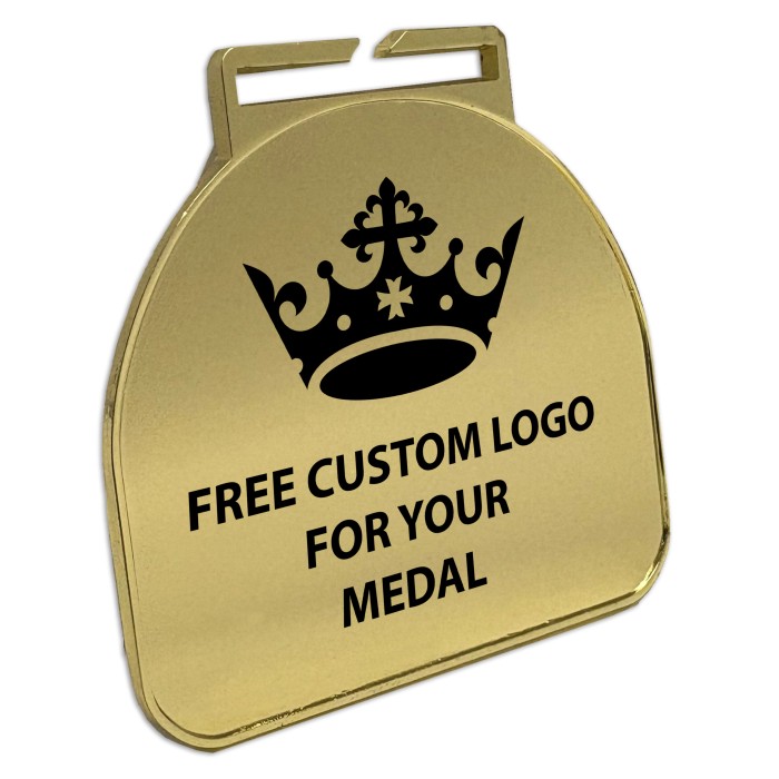 60MM MODERN CURVED BUDGET METAL PRINTED MEDAL - GOLD/ SILVER/ BRONZE/ BLACK/ WHITE
